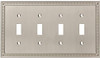 Liberty W35068-SN Classic Beaded Satin Nickel Quad Switch Wall Plate Cover