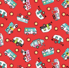 Studio E Roamin' Holiday 5502-88 Tossed Campers Red Cotton Fabric By Yard
