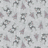 Blank Quilting Joyful Tidings Tossed Reindeer w/ Christmas Trees Lt Gray Cotton Fabric By The Yard