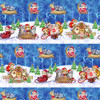 Studio e Kitten Christmas Border Stripe Cobalt Cotton Fabric By The Yard