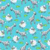 Henry Glass Noah's Story Zebra & Sheep Blue Cotton Fabric By The Yard