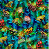 Studio E Jewels of the Jungle Frog & Foliage Cerulean Cotton Fabric By Yard