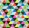 Studio E Black & White w/ A Touch of Bright Patterned Triangles Black Multi Cotton Fabric By Yard