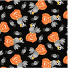 Henry Glass Boo! Glow Tossed Bird on Pumpkin Black Fabric By The Yard