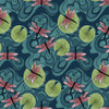 Studio E Koi Garden Tossed Lily Pads & Dragonflies Multi Fabric By The Yard