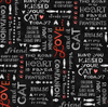 Henry Glass All You Need is Love and a Cat Words Black Cotton Fabric By Yard