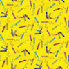 Studio E It's Elementary Tossed Crayons Yellow Cotton Fabric By The Yard