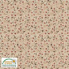 Stof Fillippa's Line Flowers Branches Dots Sand Cotton Fabric By The Yard