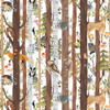 Blank Quilting Forest Critters Animals w/ Trees Ivory Cotton Fabric By The Yard