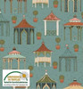 Stof European Step Over My Doorstep Pavillions Green Cotton Fabric By The Yard