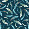 Studio E Zooming Chickens Tossed Feathers Teal Cotton Fabric by The Yard