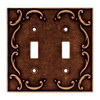 64262 Sponged Copper French Lace Double Switch Cover Plate