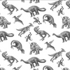 Studio E March of the Dinosaurs Dinosaur Toil White Fabric By The Yard