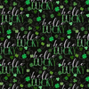 Henry Glass Hello Lucky Word Print Black Green Cotton Fabric By Yard