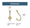 Franklin Brass Decorative 4.7" Double Coat Hook Modern Gold Finish