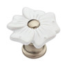 Brainerd  1 3/8" Petite Floral Cabinet Drawer Knob Satin Nickel & White Ceramic