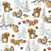 Henry Glass Welcome Winter Squirrels White Cotton Fabric By The Yard