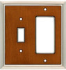 126476 Satin Nickel and Dark Caramel Wood Insert Single Switch GFCI Cover Plate
