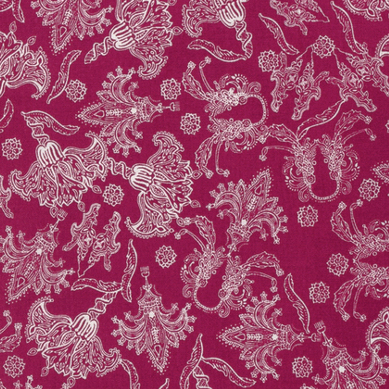 Studio KM PWKM025 Persia Persian Botanicals Ruby Cotton Fabric By The Yard