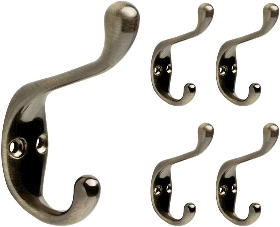 Franklin Brass B42302MAB Heavy Duty Coat & Hat Hook Antique Brass 5 Pk