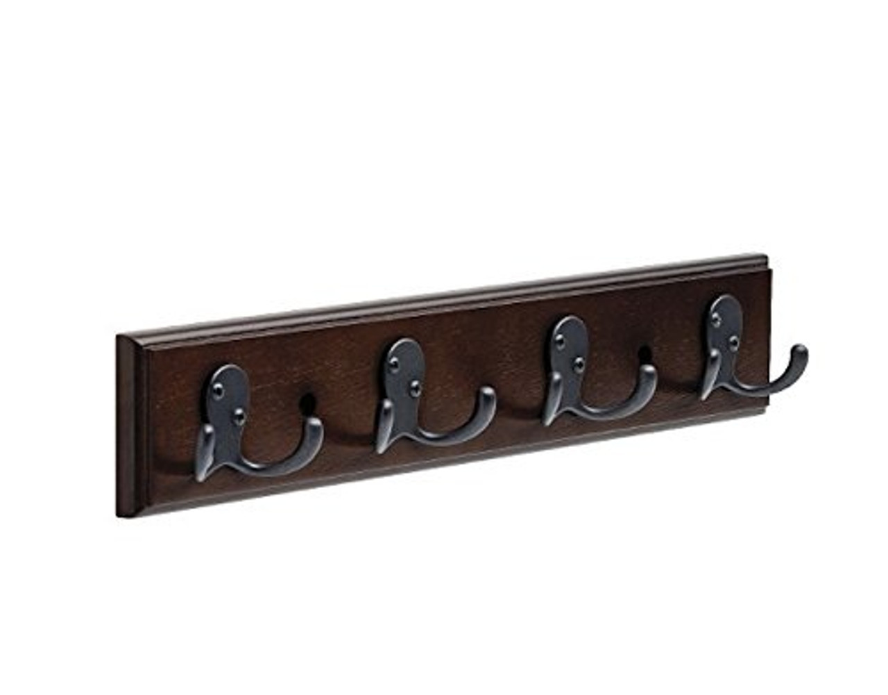 Liberty  085-03-4053 16" 4 Hook Coat or Hat Rail Cocoa & Soft Iron Hooks