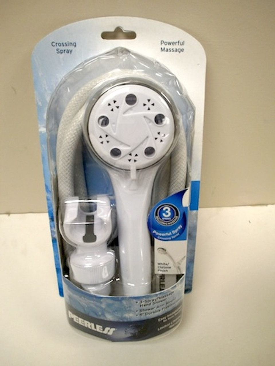 Peerless 76304WC White 3 Spray Settings Massage Shower Head