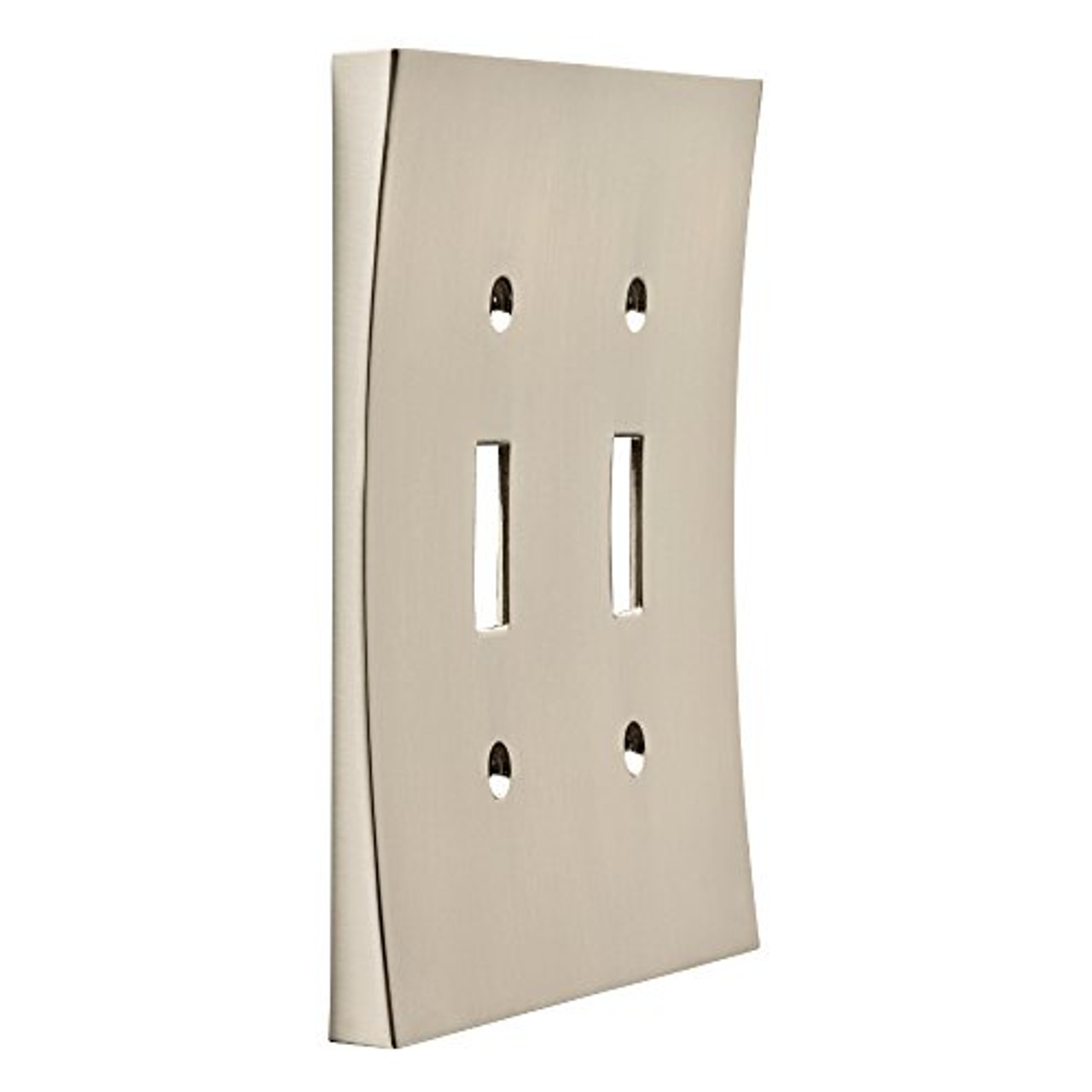 64928 Brushed Nickel Concave Double Switch Cover Wall Plate