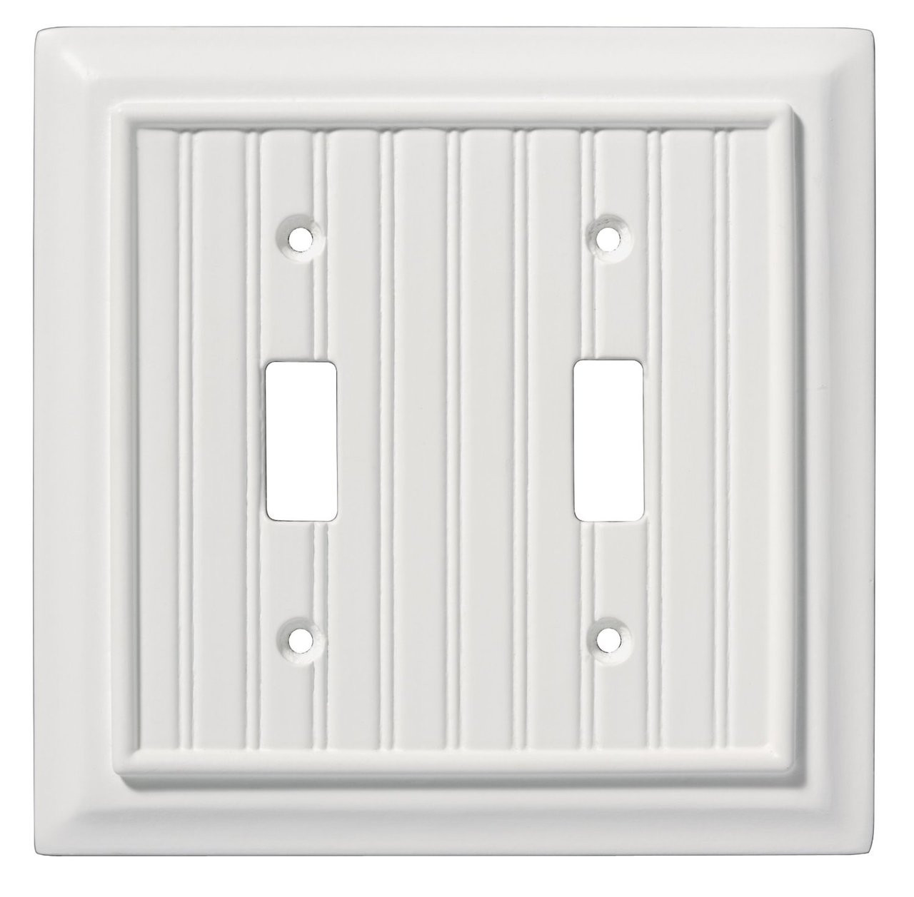 126359 White Beadboard Wood Architect Double Switch Cover Plate