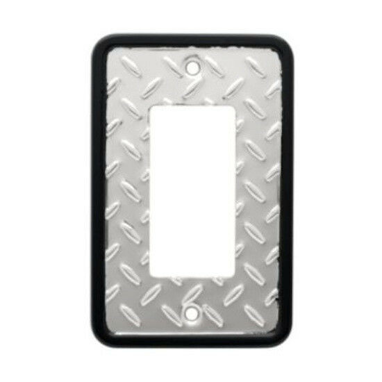 135860 Diamond Plate Chrome & Black Single GFCI Cover Plate