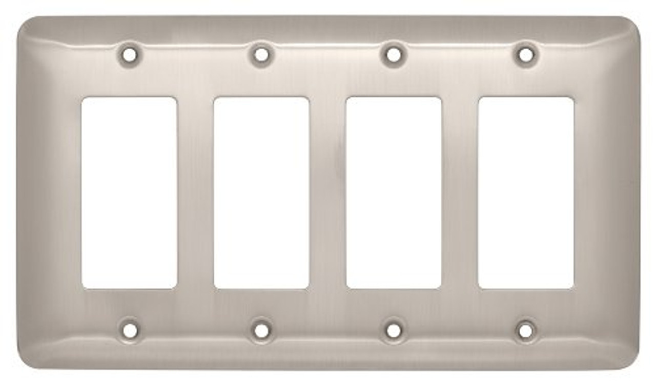 126443 Stamped Satin Nickel Quad GFCI Cover Plate