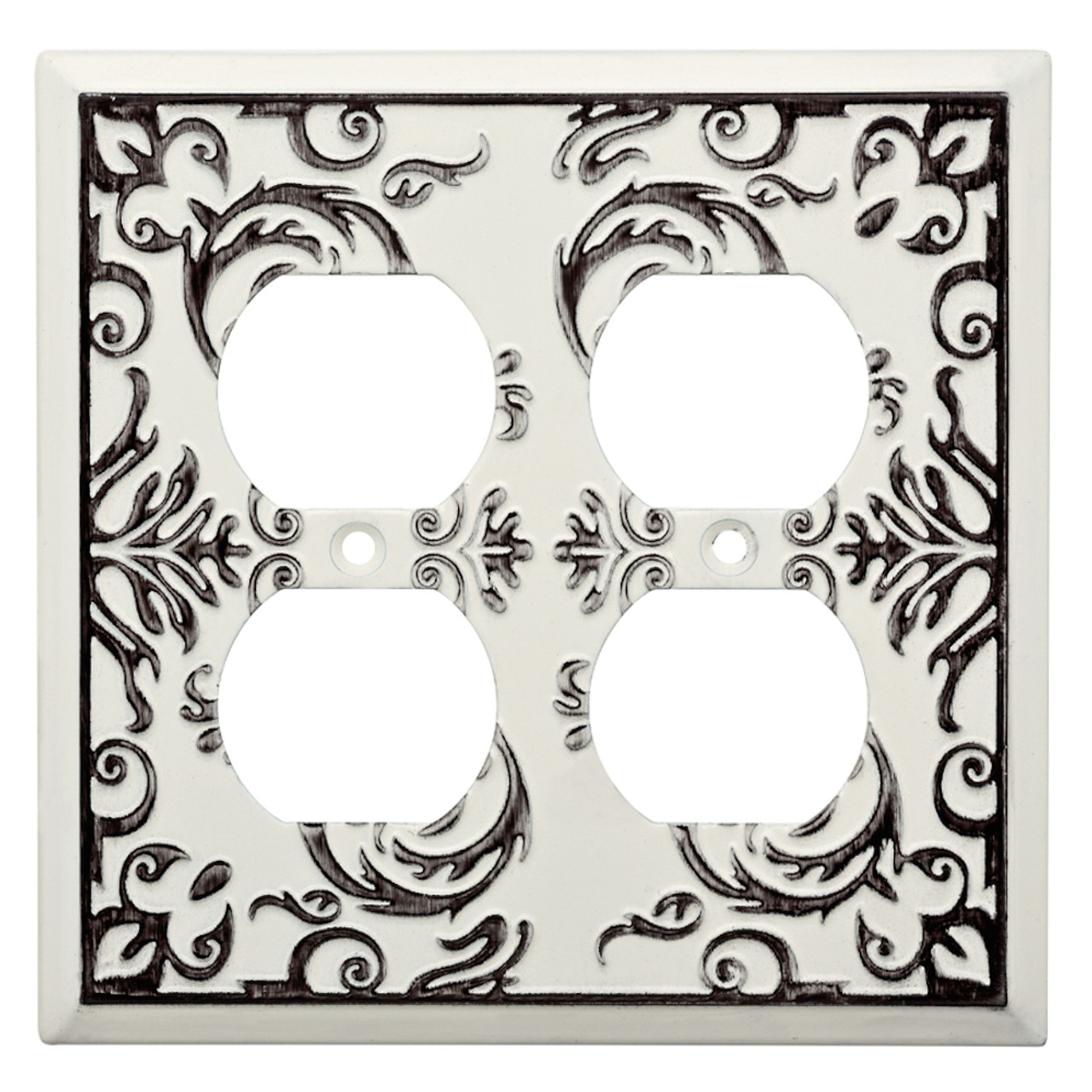 W27112-WW Fairhope White Wash Double Duplex Cover Plate