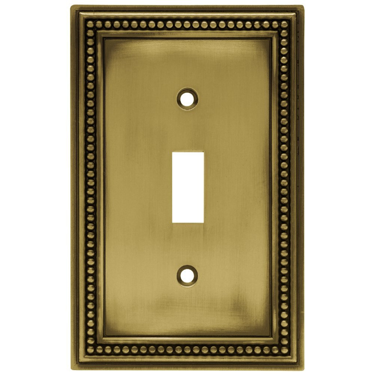 171904 Antique Brass Beaded Single Switch Cover Plate