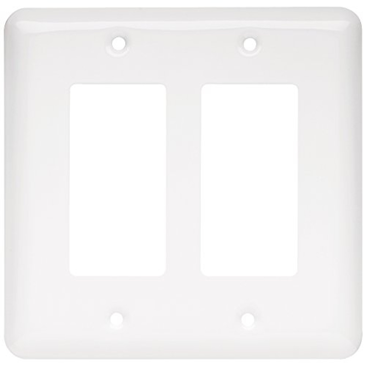 64088 White Stamped Metal Double GFCI Cover Plate