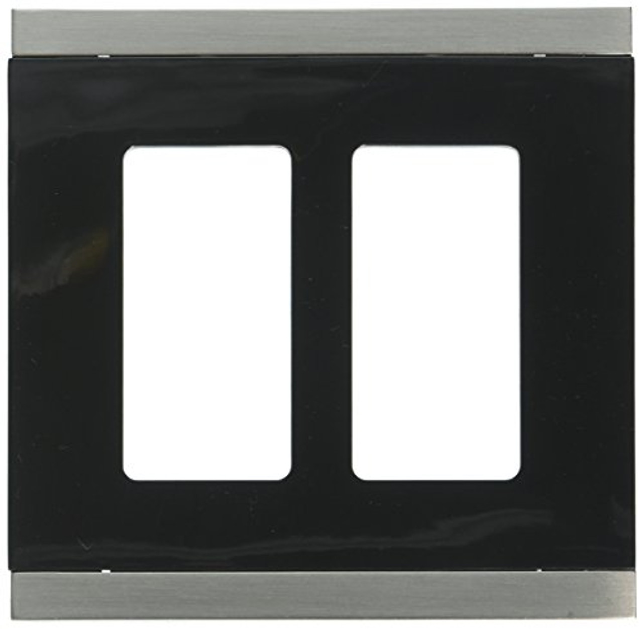 135759 Black  & Satin Nickel  Double GFCI Cover Plate