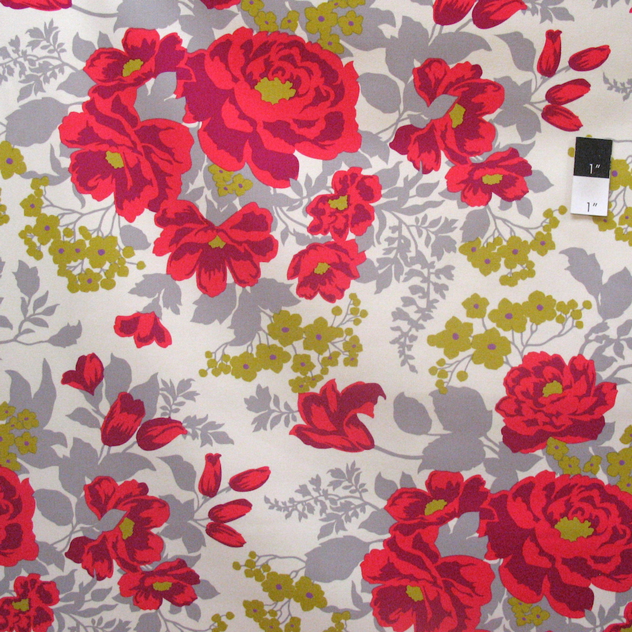 Joel Dewberry Flora Sateen Rose Bouquet Poppy Cotton HOME DECOR Fabric By Yard