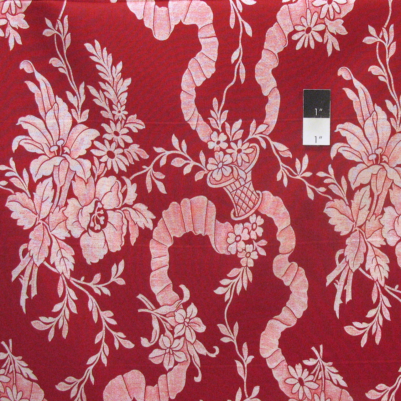 Verna Mosquera PWVM131 Indigo Rose Basket Toile Cherry Cotton Fabric By Yd