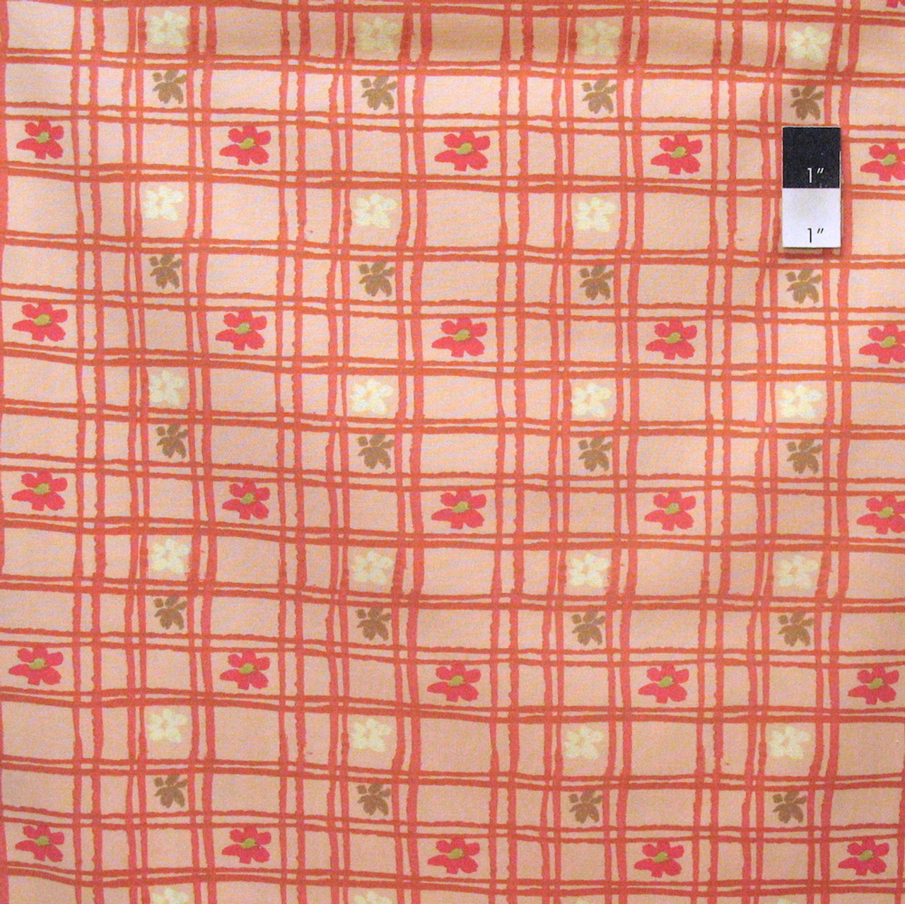 Nel Whatmore PWNW032 Eden Picnic Check Peach Cotton Fabric By Yard
