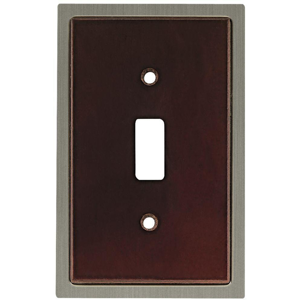 W10583-ESN Wood Insert Espresso  & Satin Nickel Single Switch Cover Plate