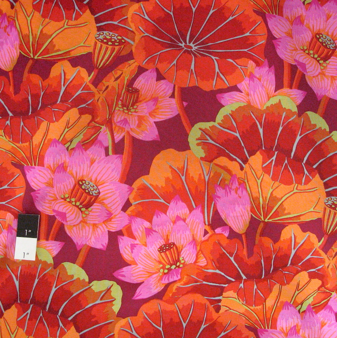 Kaffe Fassett GP93 Lake Blossoms Red Cotton Fabric By The Yard