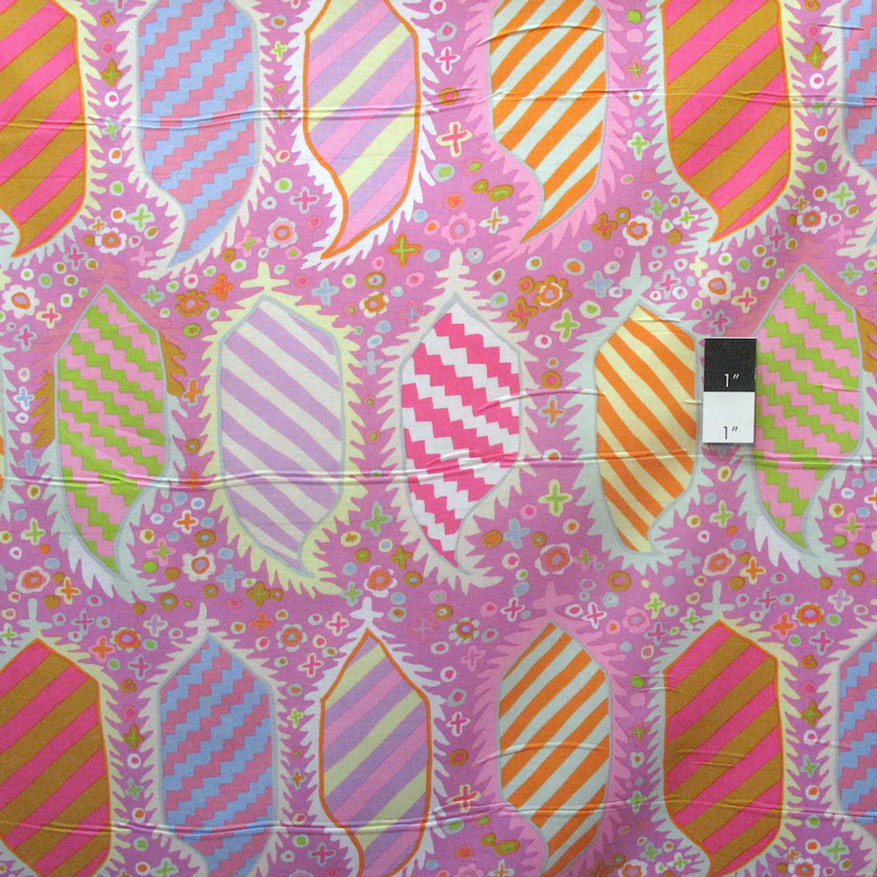 Kaffe Fassett PWGP153 Striped Heraldic Pink Cotton Fabric By The Yard