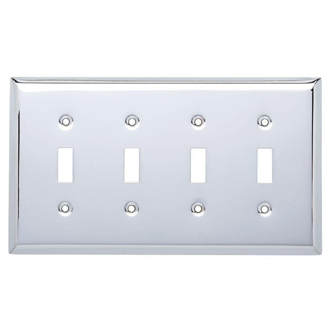 Chrome Stamped Quad Switch Cover Wall Plate