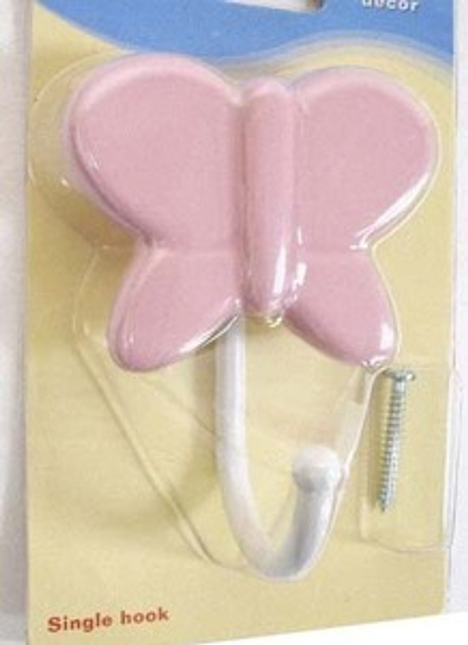 085-03-3823 Pink Butterfly Single Coat Hat Robe Hook