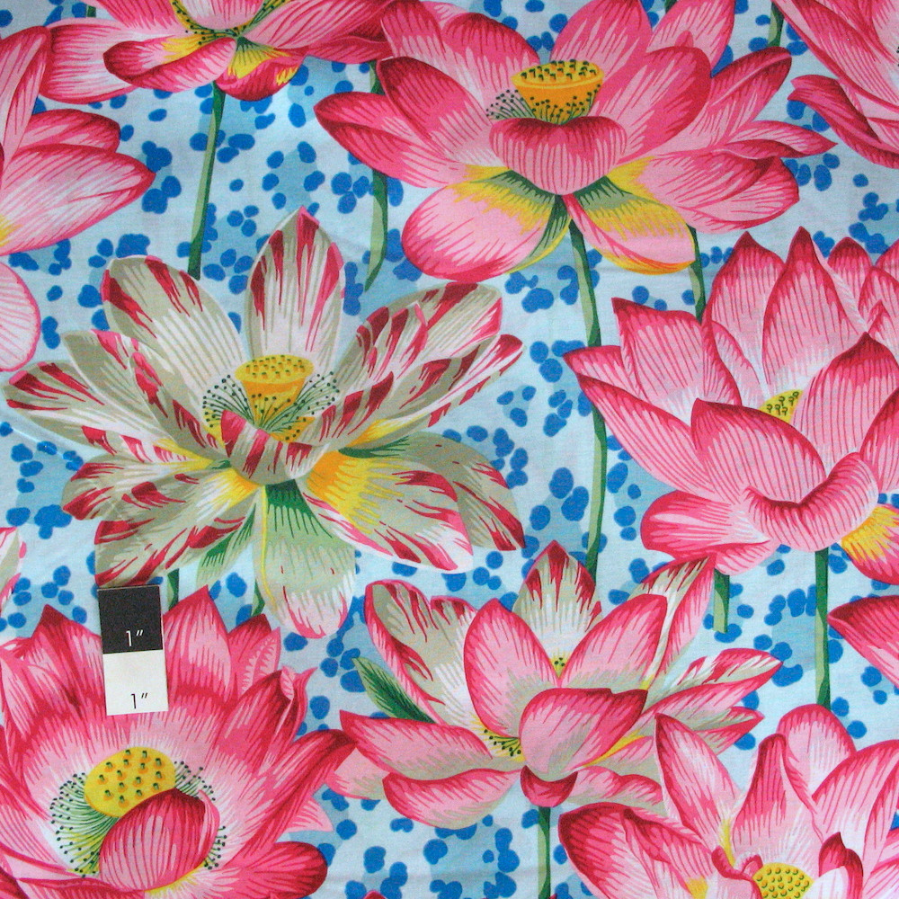 Philip Jacobs PWPJ081 Leopard Lotus Blue Cotton Quilting Fabric By Yard