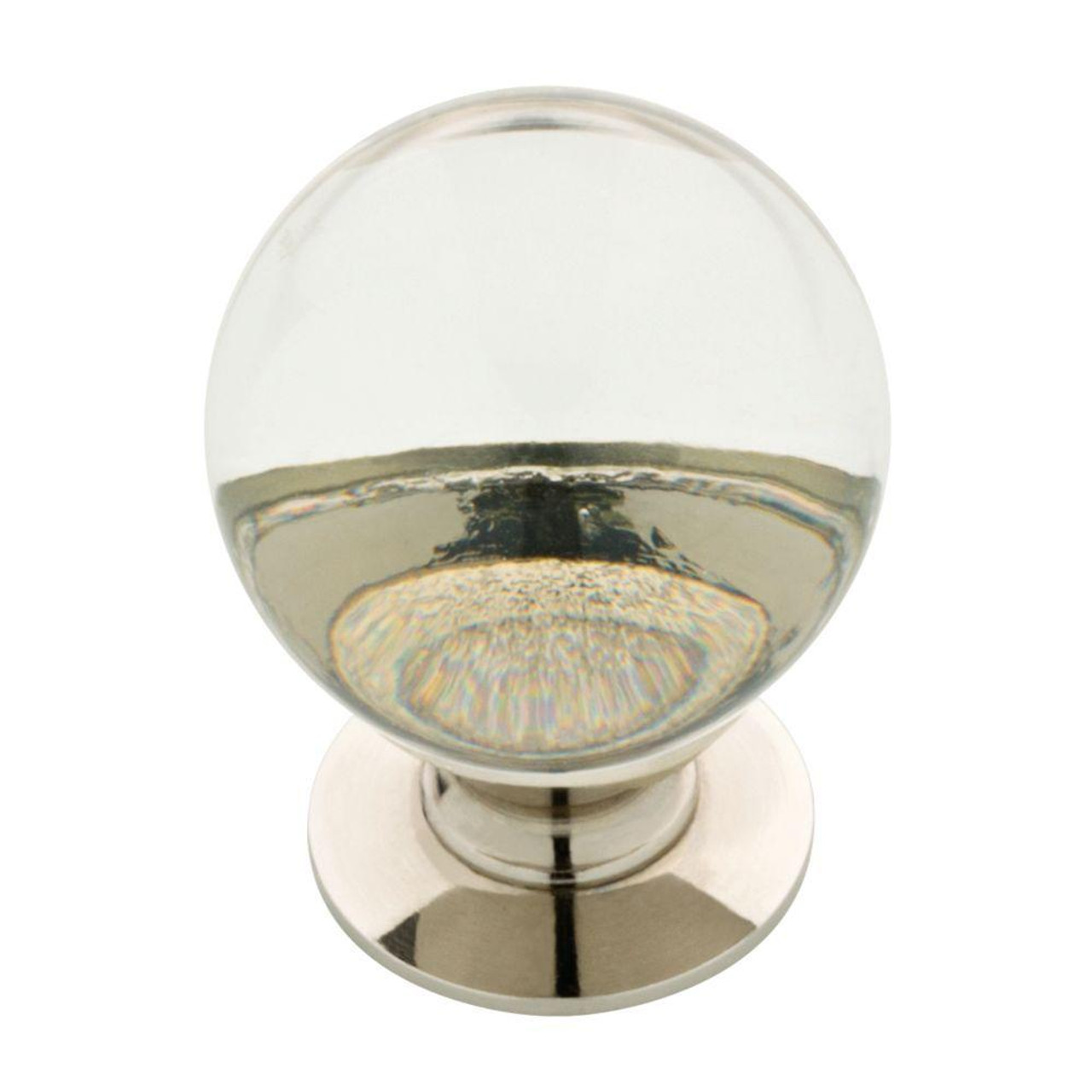 P33778C-PN?C 1 1/4" Traditiona?l Glass Cabinet Drawer Knob Polished Nickel & Clear