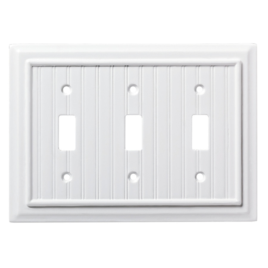 W17998PW Pure White Beadboard Wood Architect Triple Switch Cover Plate