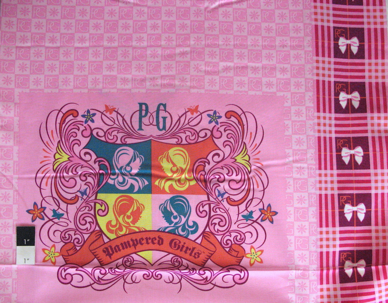 Pink Concepts Pampered Girls Pillow Panel Logo Crests Cotton Fabric By Yard