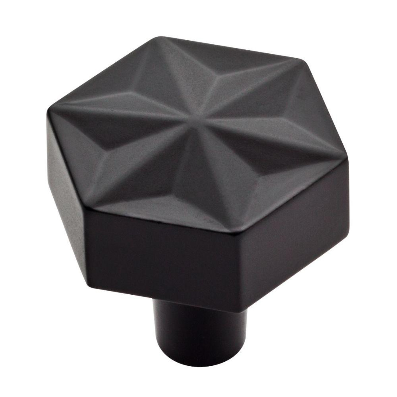 P37504C-FB 1 1/32" Flat Black Modern Geometric Cabinet Drawer Knob