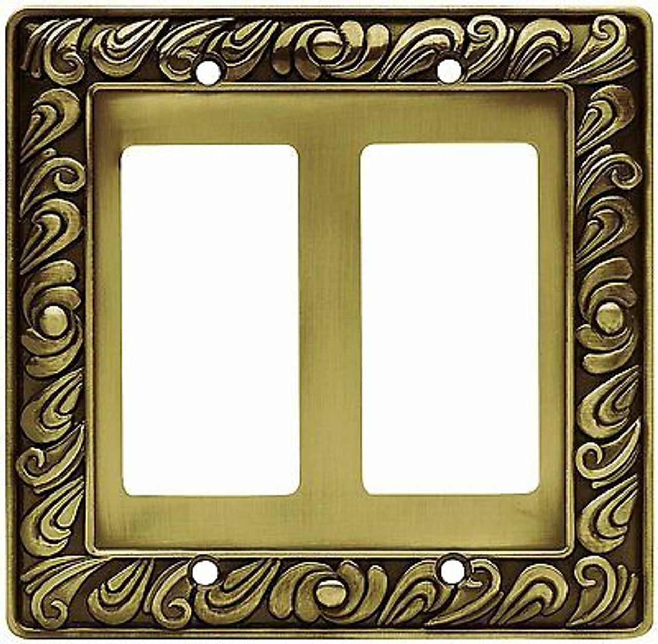 64038 Paisley Tumbled Antique Brass Double GFCI Cover Plate