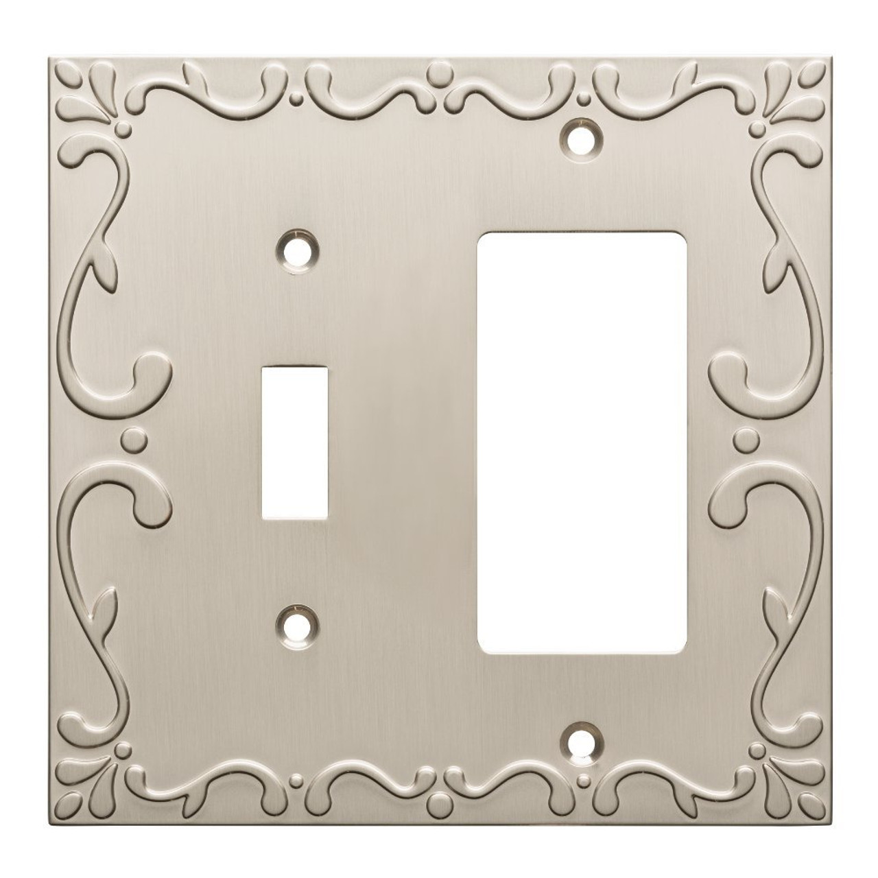 W35075-SNC Classic Lace Single Switch / GFCI Outlet Cover Plate Satin Nickel