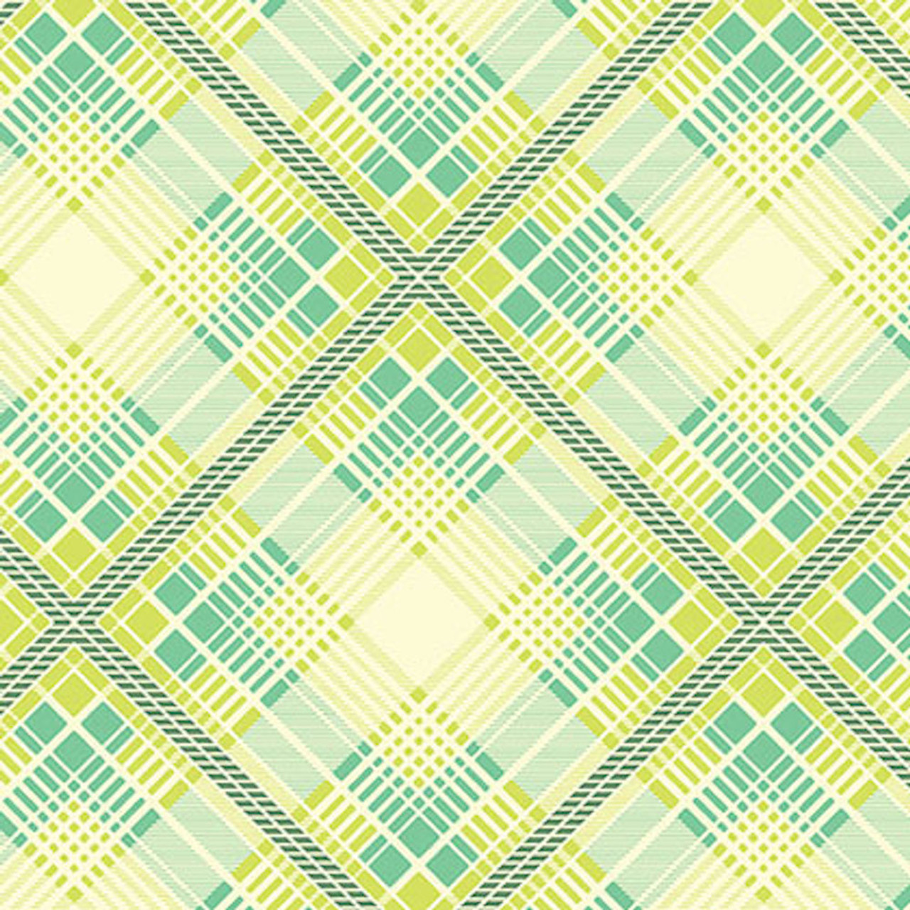 Heather Bailey Up Parason PWHB049 Summer Plaid Turquoise Cotton Fabric By Yard